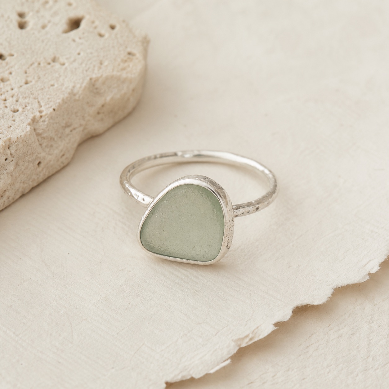 Handmade Ellis Made Silver sea-glass ring